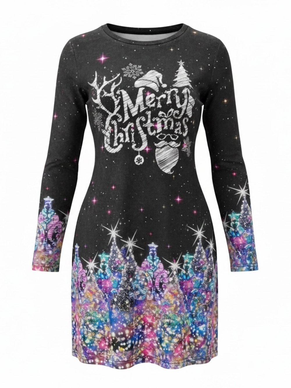 🎄 Ladies long sleeve “Merry Christmas” Casual Holiday Mini Dress (Size XL) - Picture 2 of 8